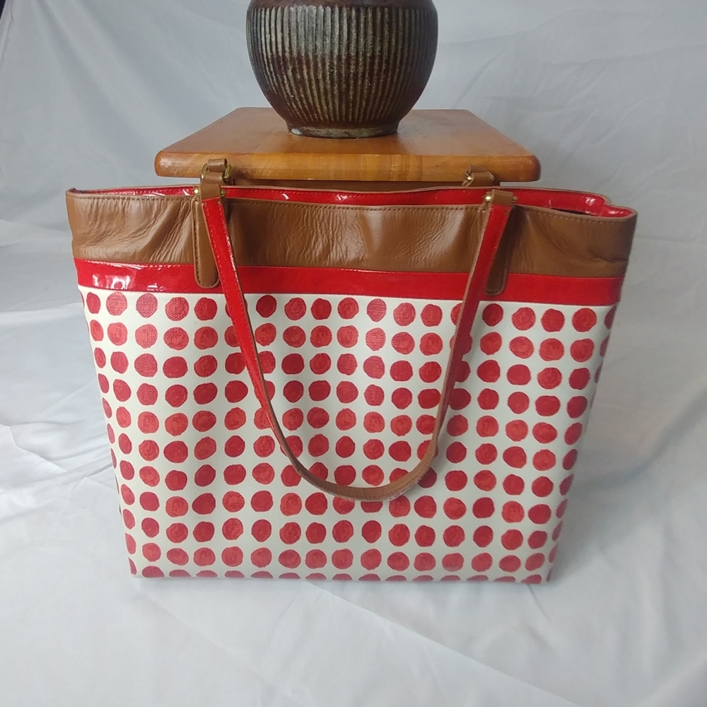 Coach Tote Brown with Red Orange Splotches